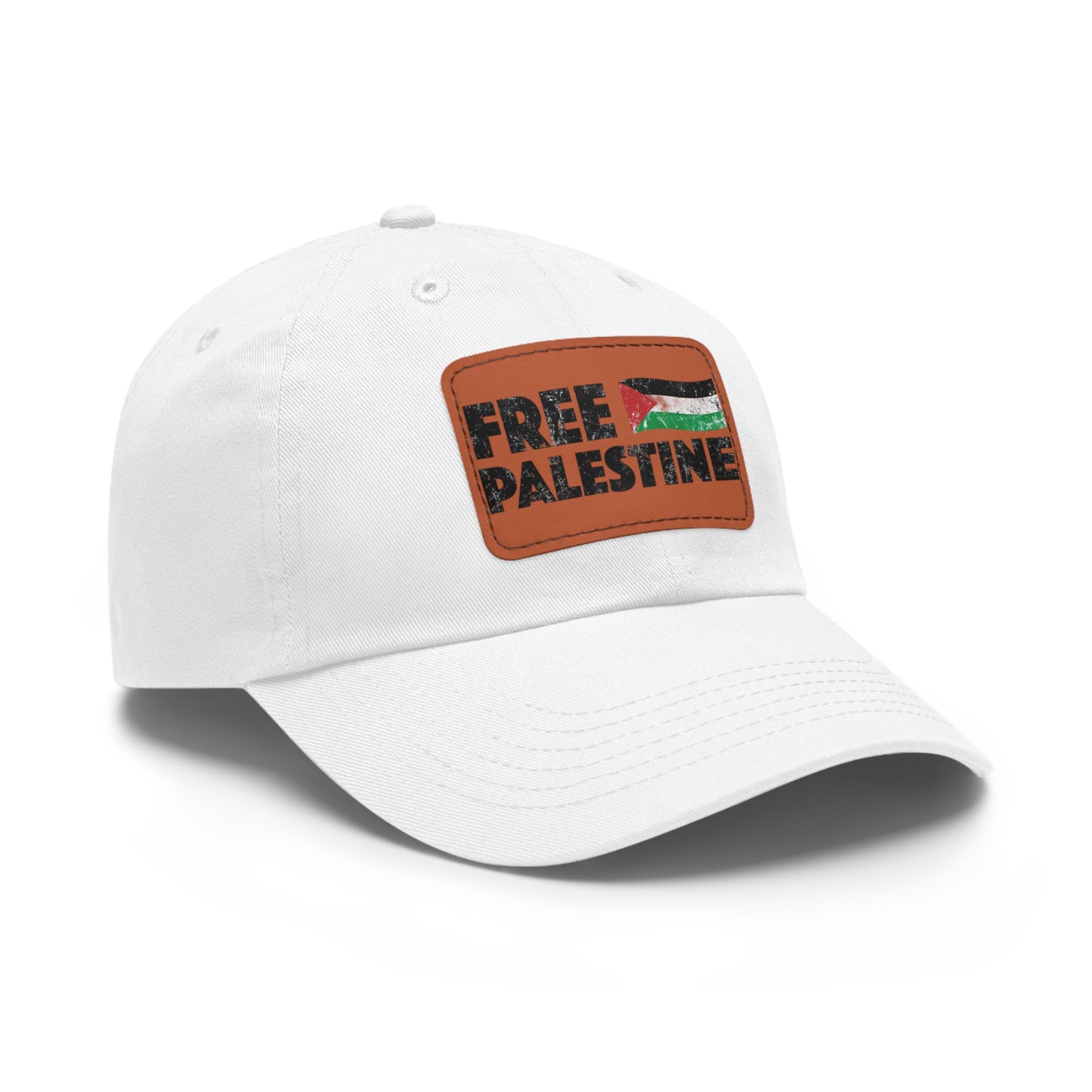 'Free Palastine' Hat with Leather Patch (Rectangle)