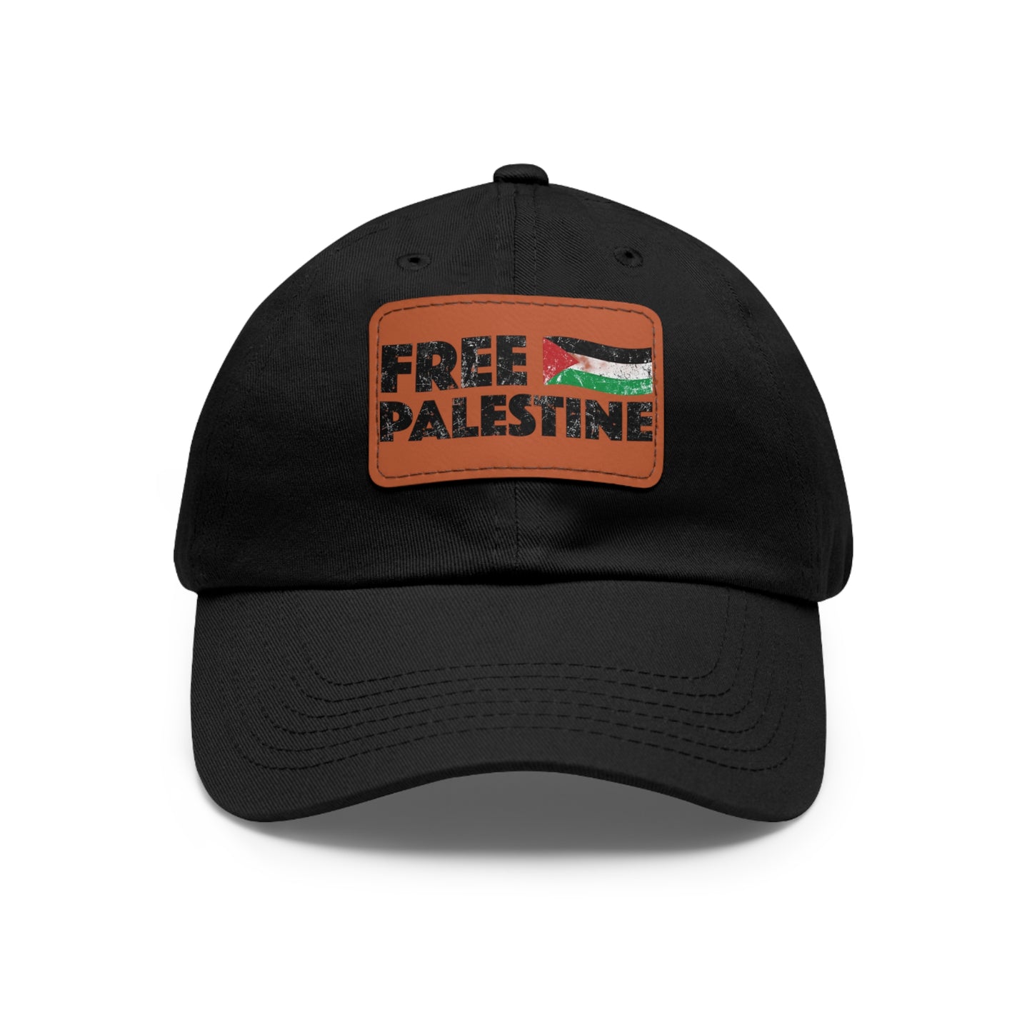 'Free Palastine' Hat with Leather Patch (Rectangle)