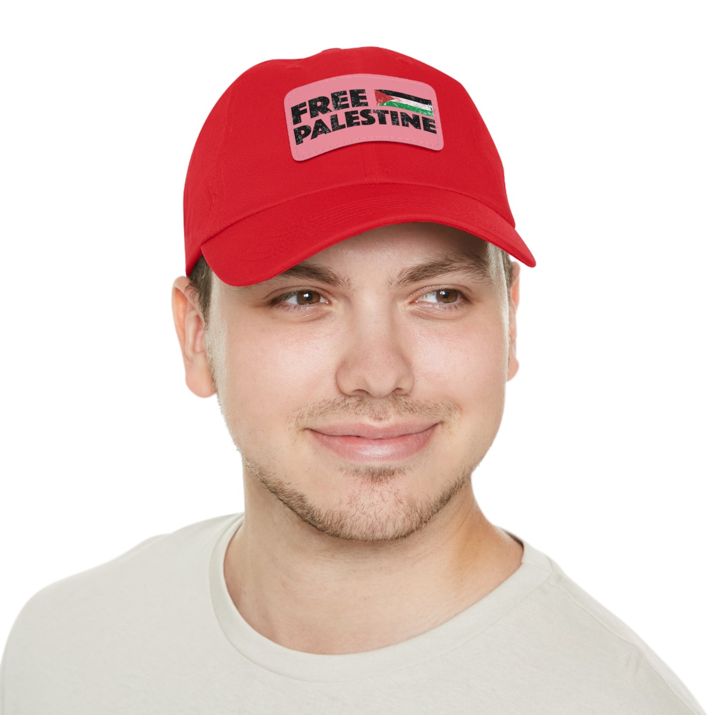 'Free Palastine' Hat with Leather Patch (Rectangle)