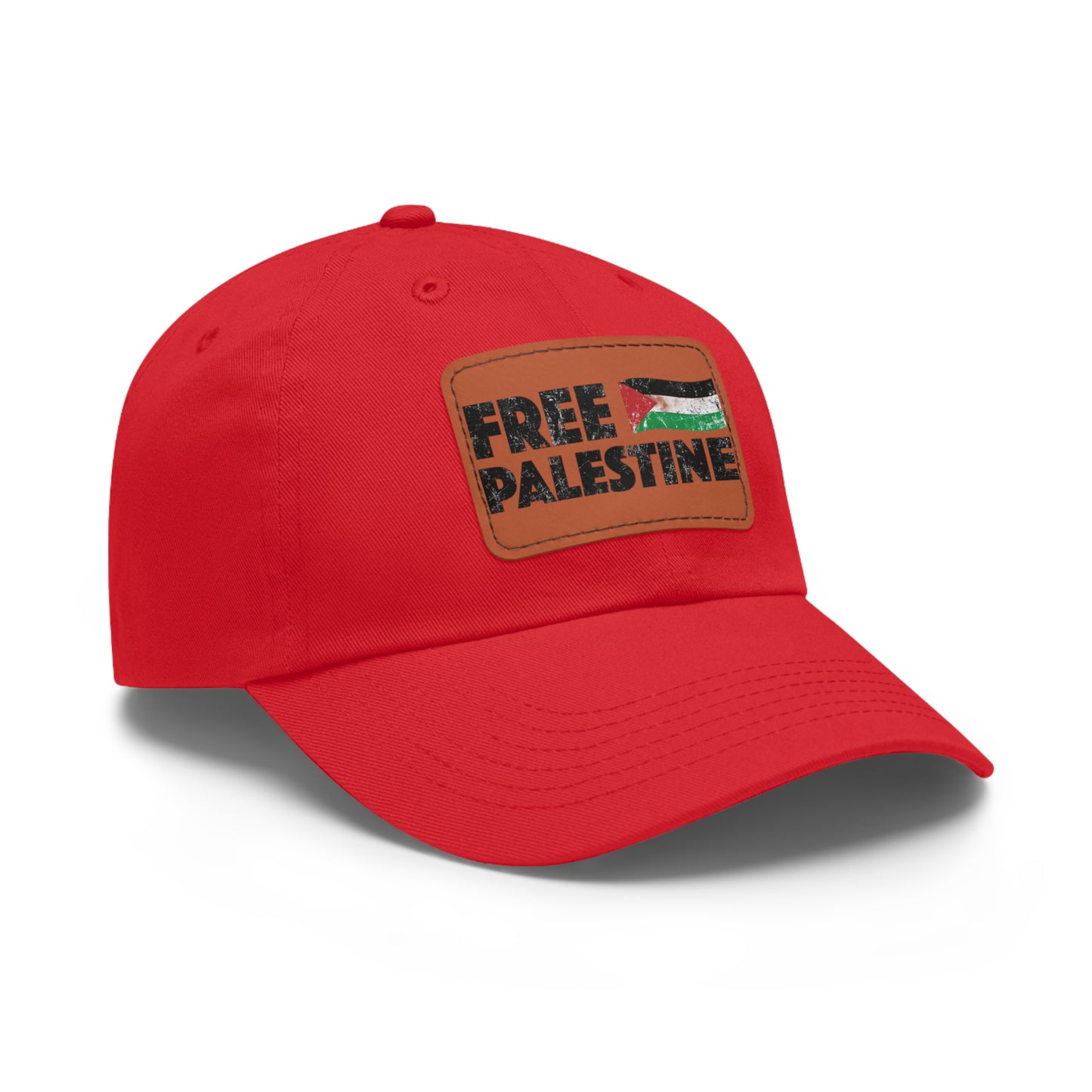 'Free Palastine' Hat with Leather Patch (Rectangle)