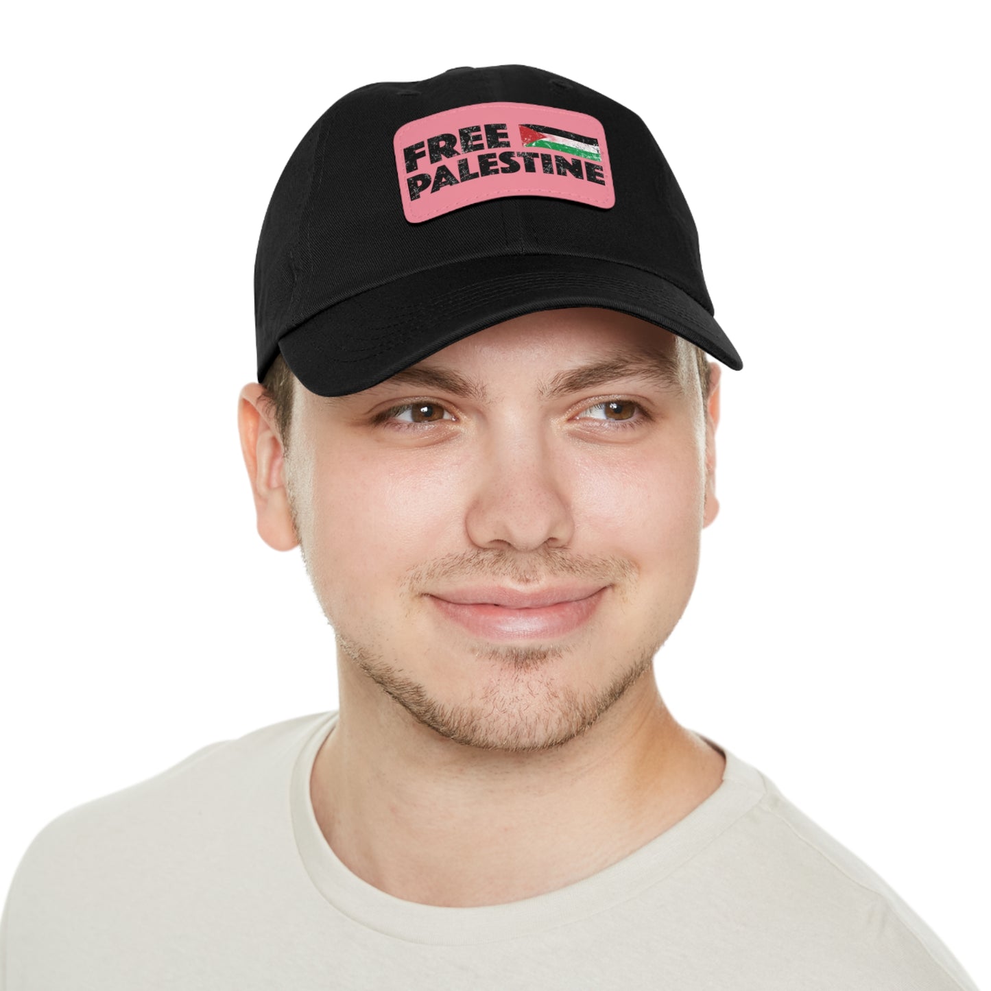 'Free Palastine' Hat with Leather Patch (Rectangle)