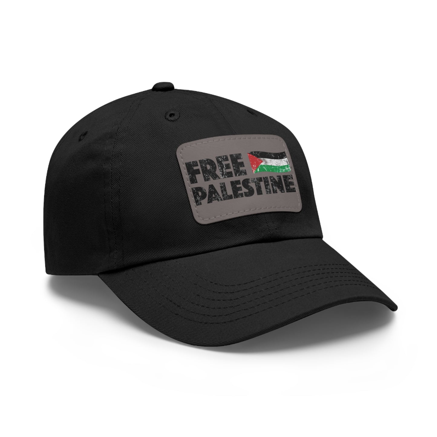 'Free Palastine' Hat with Leather Patch (Rectangle)