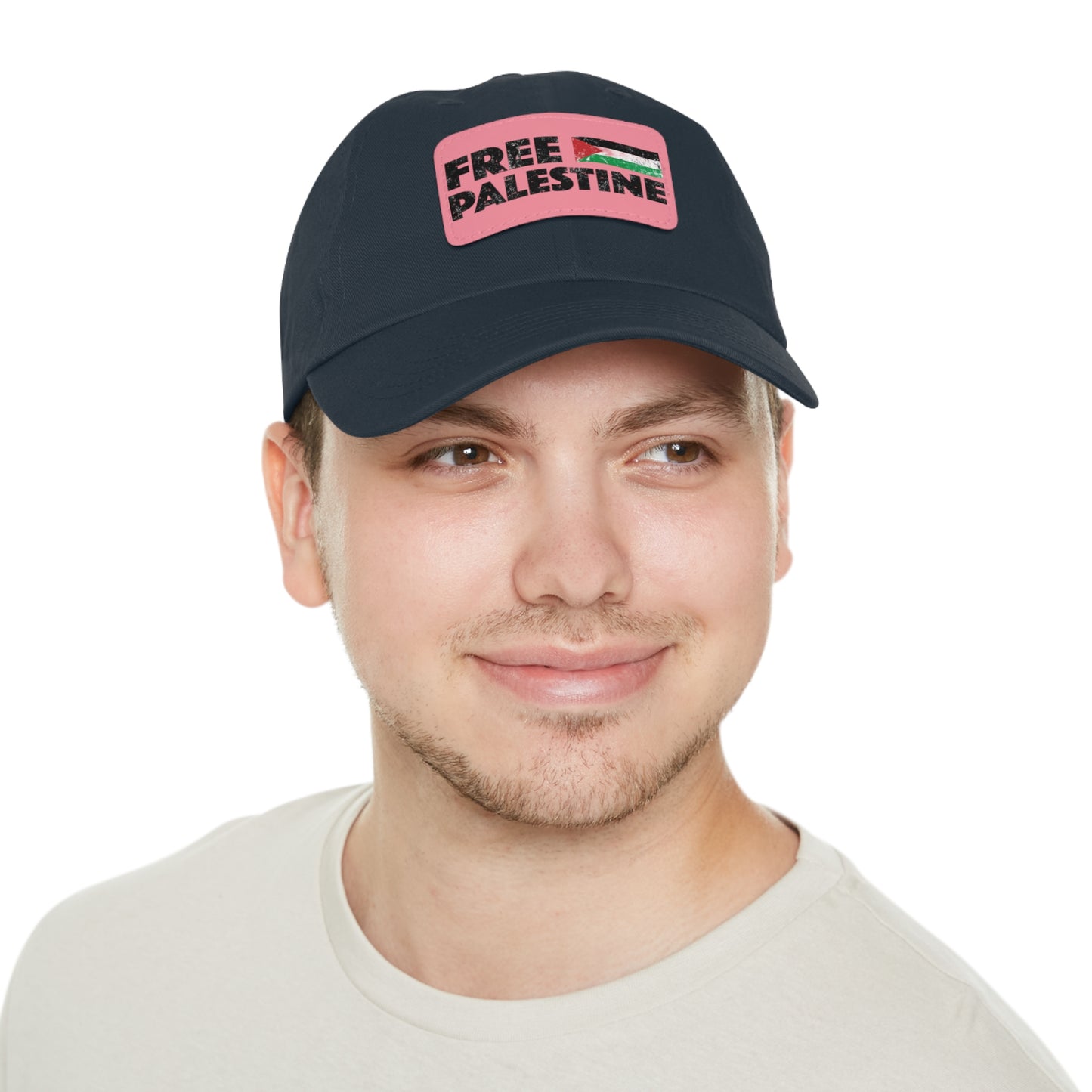 'Free Palastine' Hat with Leather Patch (Rectangle)