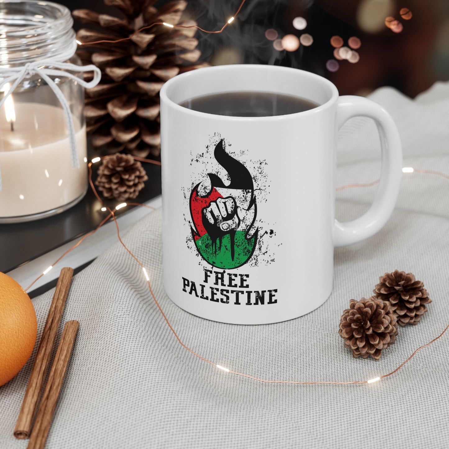 'Free Palastine' White Mug (11oz/0.33L)