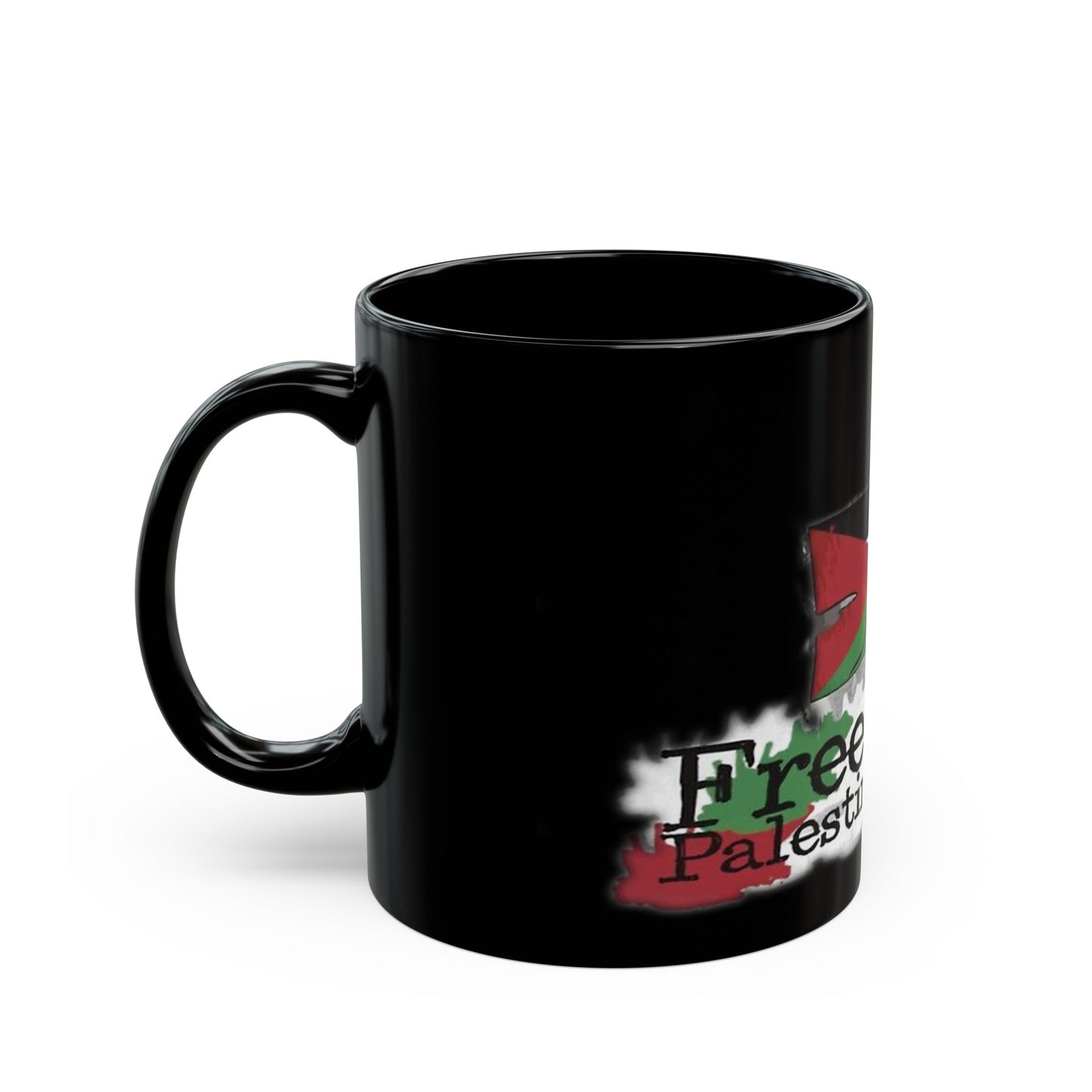 'Free Palastine' Black Mug (11oz/0.33L)