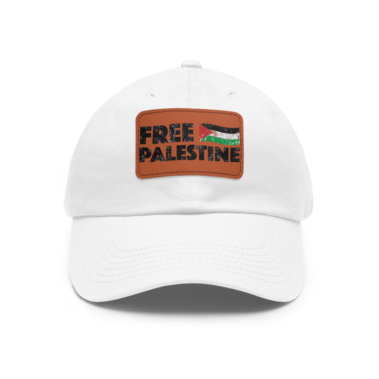 'Free Palastine' Hat with Leather Patch (Rectangle)